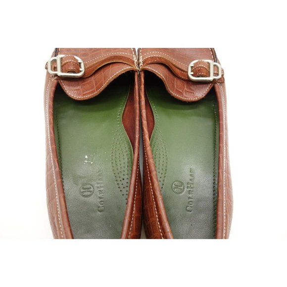 Cole Haan Brown Leather Buckle Toe Slip On Low Heel Flats Shoes Women's 10 B - Picture 11 of 11